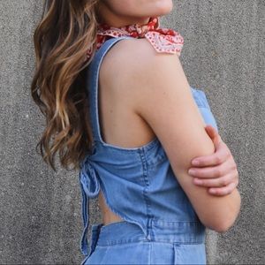 MADEWELL Apron Bow Back Denim Jumpsuit